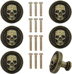 6 Pack Skull Furniture Cabinet Knob Door Knob (Bronze)