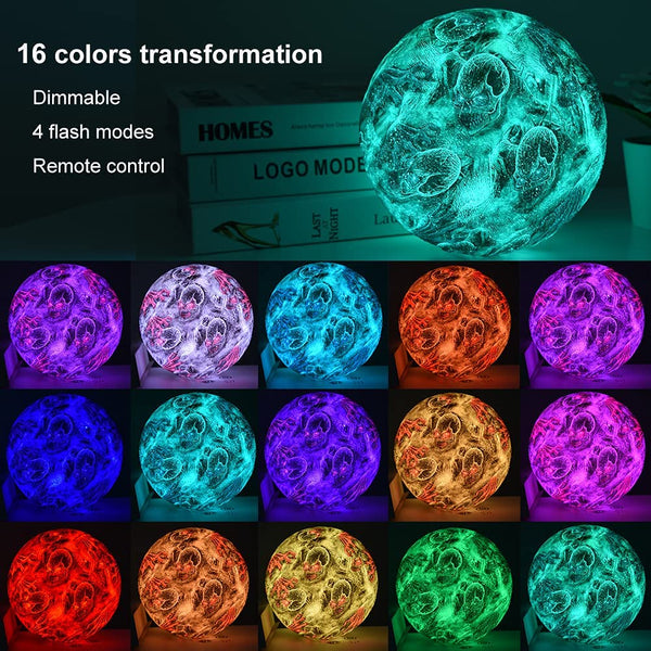 Skull Color Changing Moon Lamp (5.9 inch 16 Colors LED with Stand)