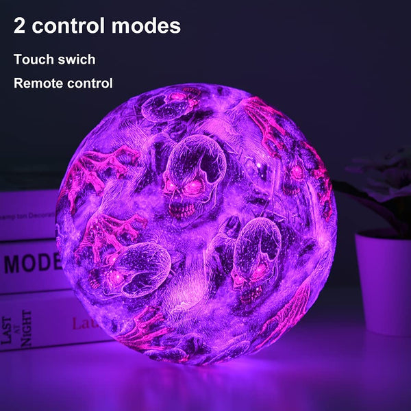 Skull Color Changing Moon Lamp (5.9 inch 16 Colors LED with Stand)