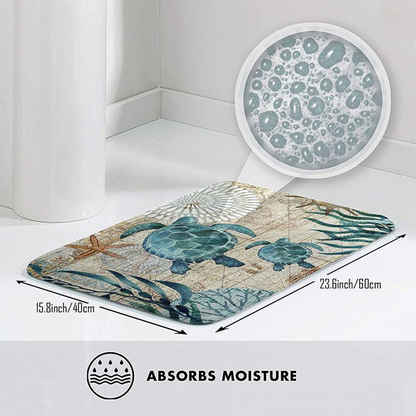 Sea Turtle Anti-Slip Mat 23.5"L x 15.7"W