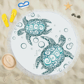 Sea Turtle Round Beach Towel