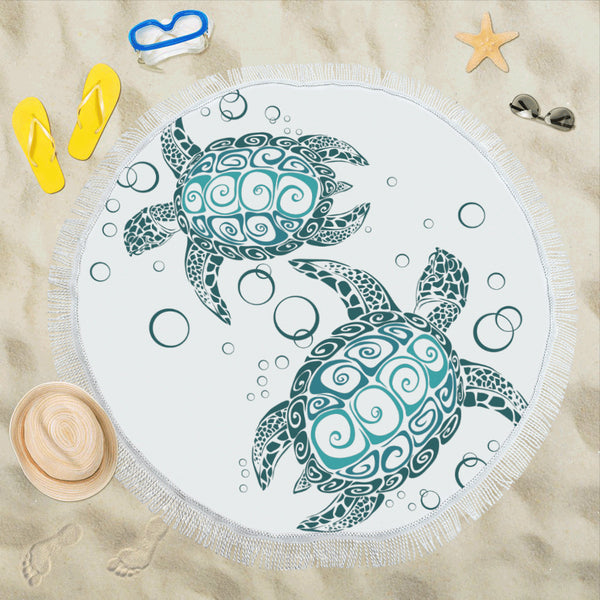 Sea Turtle Round Beach Towel