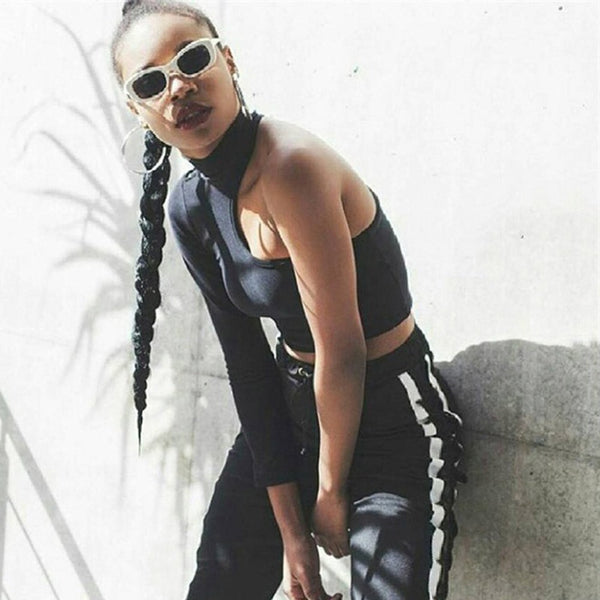 Goth One Shoulder Sexy Crop Top