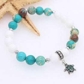 Natural Stone Turtle Charm Bracelet