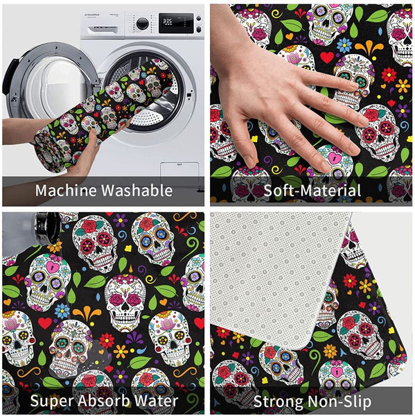 Sugar Skull Non Slip Floor Mat 19.5 X 31.5 IN