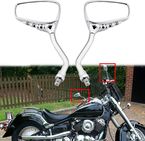 Chrome 8mm/10mm Motorcycle Skull Skeleton Rearview Side Mirrors