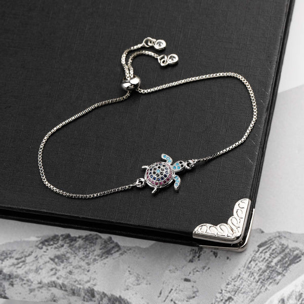 Sea Turtle Crystal Adjustable Charm Bracelet