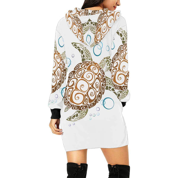 Sea Turtle Long Sleeve Hoodie Mini Dress