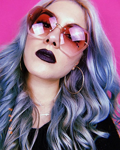 Oversized Rimless Sunglasses for Women Diamond Cut