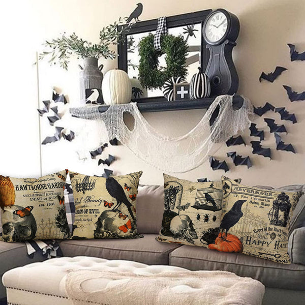 Skull Decorations Throw Pillow Covers 18x18 Set of 4