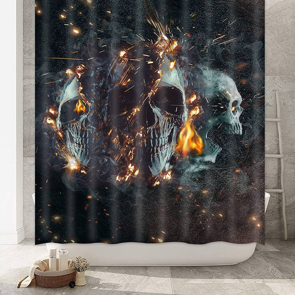 Horror Skull Shower Curtain with 12 Hooks