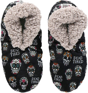 Skull Fuzzy Feet Slippers for Women
