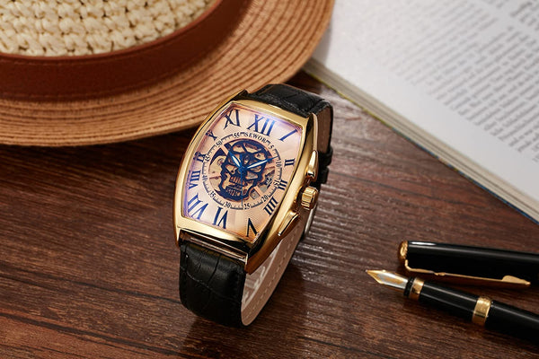 Men Skull Skeleton Mechanical Wrist Watch
