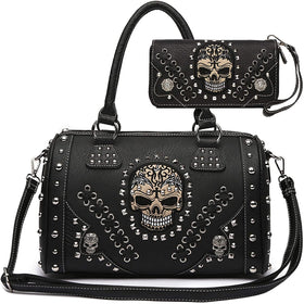 Sugar Skull Day of the Dead Handbag Shoulder Bag Wallet Set