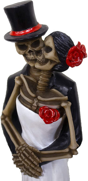 Hand-Painted Day of The Dead Dancing Skeleton Couple Figurine, 8-inch