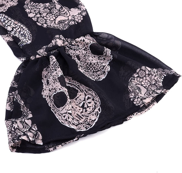 Women Skull Print Sheer Loose Kimono Cardigan Tops Blouse Cover up