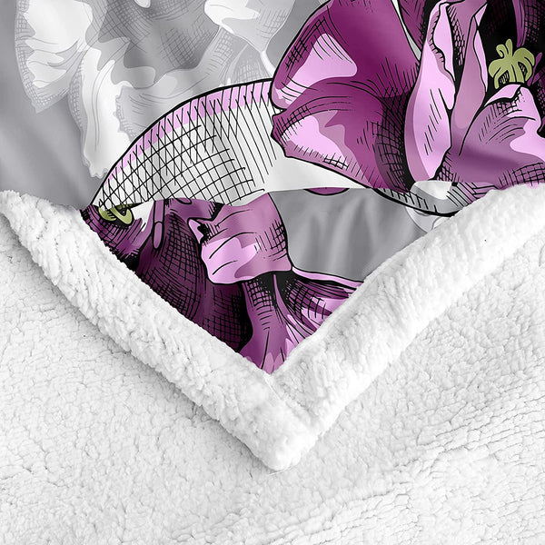 Skull Tulips Flower Sherpa Fleece Throw Blanket (50"x60")
