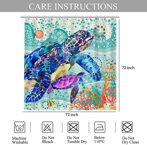 Nautical Sea Turtle Shower Curtain Sets with 12 Hooks