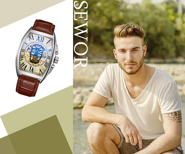 Men Skull Skeleton Mechanical Wrist Watch