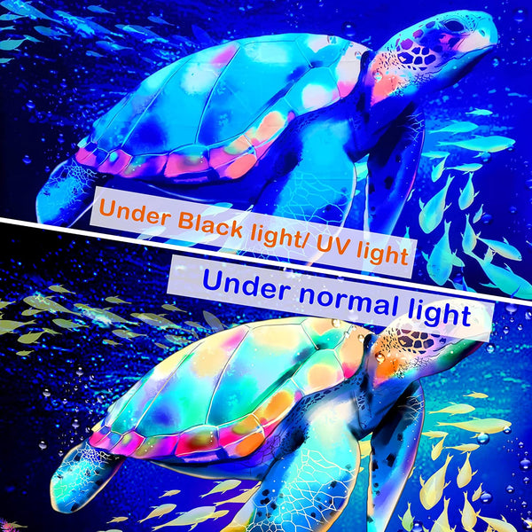 Blacklight Sea Turtle Tapestry UV Reactive Decor 37x28 Inch