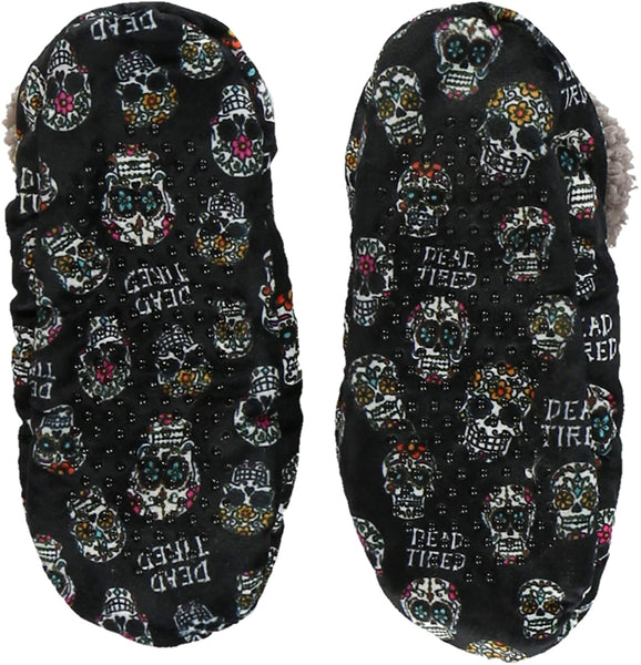 Skull Fuzzy Feet Slippers for Women