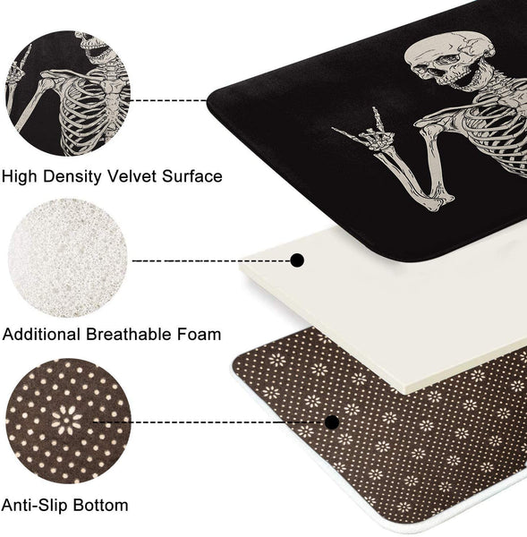 Non Slip Washable Skeleton Skull Floor Mat 18'' X 30''