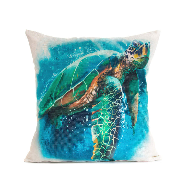 Sea Turtle Cotton Linen Pillow Cover 18 x 18 Inch