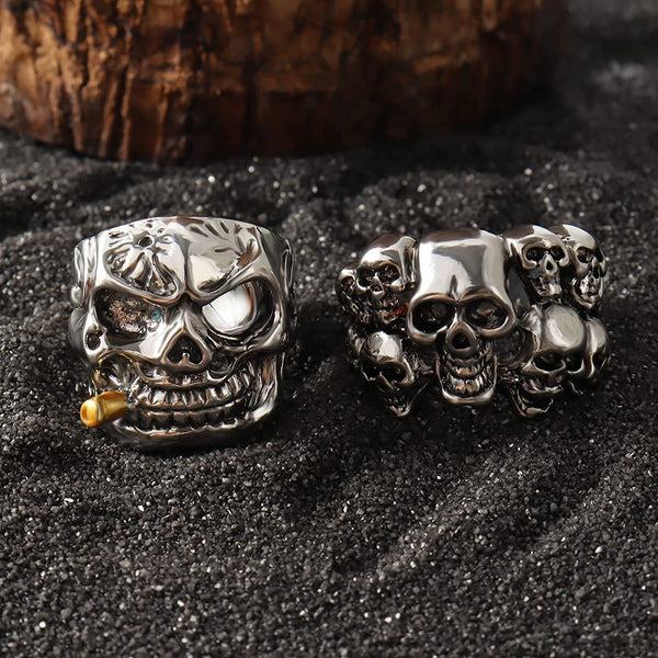 Skull Rings Set For Men