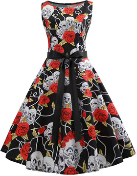 Women Vintage Skull Cocktail Dress