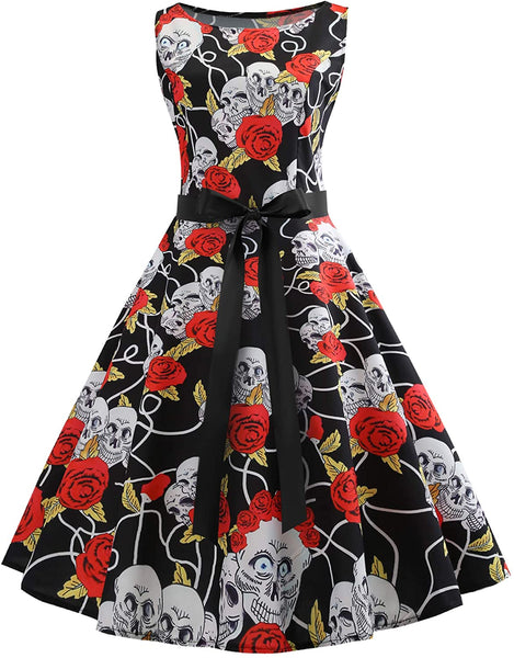 Women Vintage Skull Cocktail Dress
