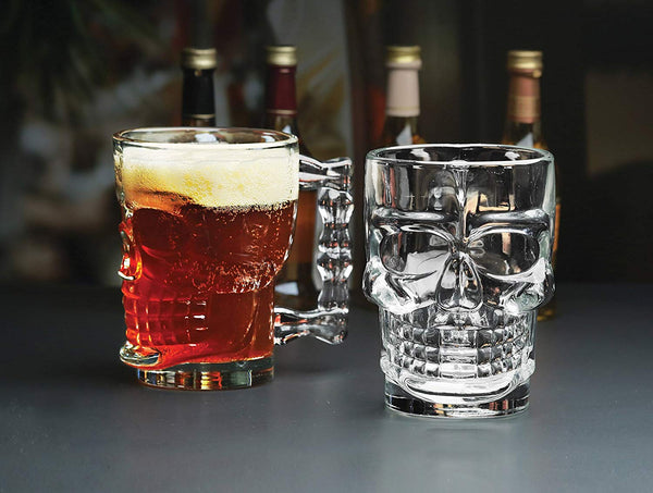 Set of 2 Skull Face Beer Mugs 17.6 oz.
