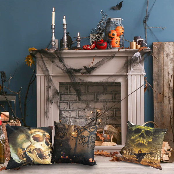 Skull Decor, Set of 4 Cushion Covers 18 x 18 Inch