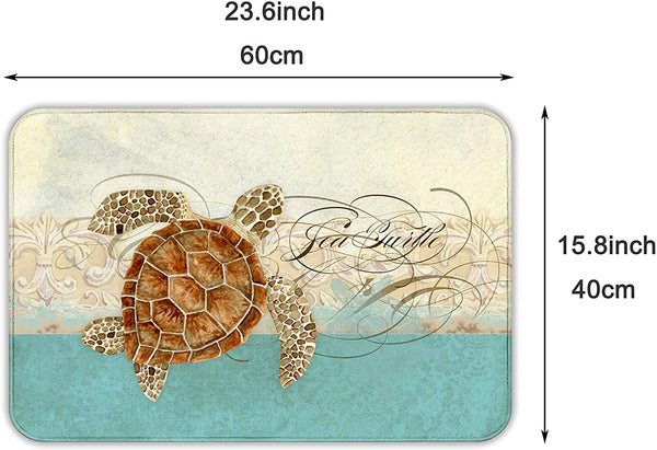 Sea Turtle Printed No Silp Floor Mat Indoor 23.6x15.8 In