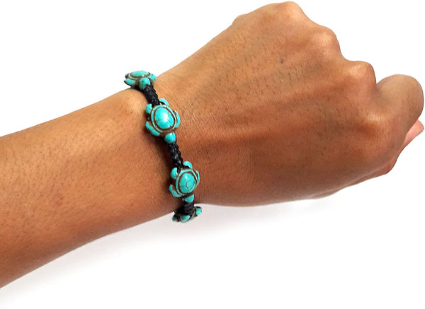 Turtle Turquoise Color Hemp Bracelet - Hawaiian Sea Turtle Bracelet - Turtles Hemp Bracelet