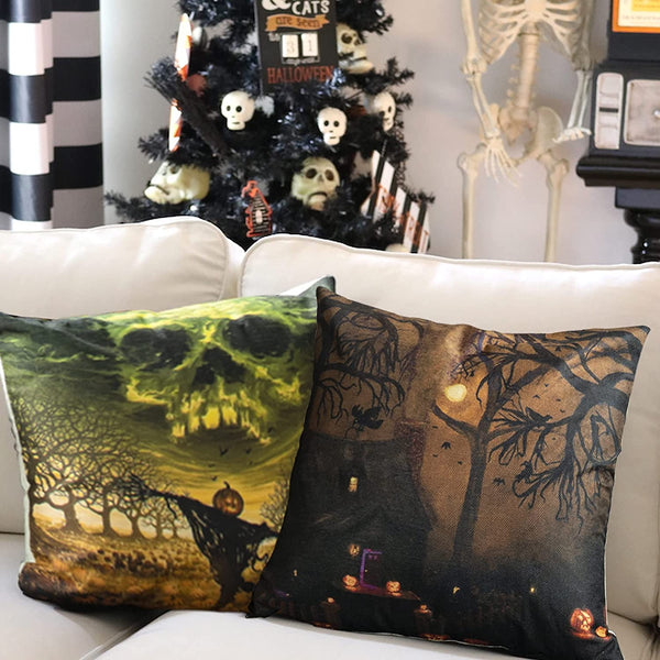 Skull Decor, Set of 4 Cushion Covers 18 x 18 Inch