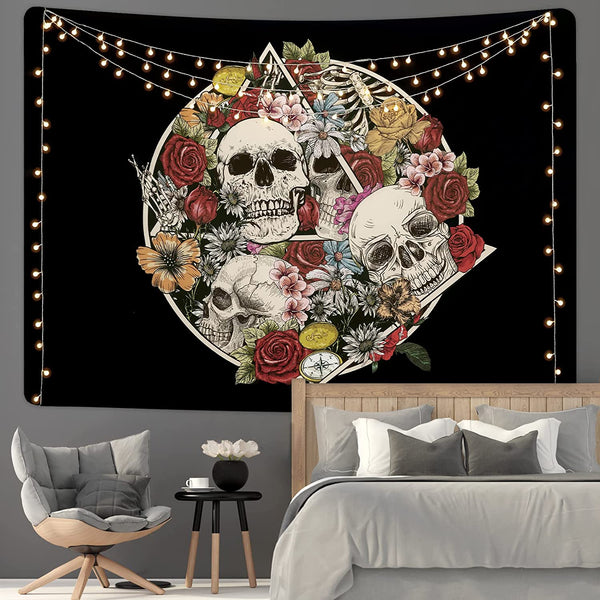 Skull Floral Tapestry (51.2 x 59.1 inches)