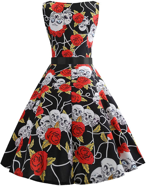 Women Vintage Skull Cocktail Dress