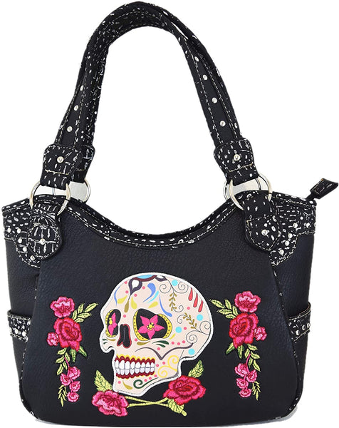 Sugar Skull Rose Heart Flower Day of the Dead Bag Wallet Set