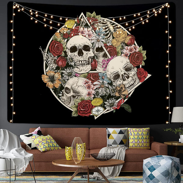Skull Floral Tapestry (51.2 x 59.1 inches)