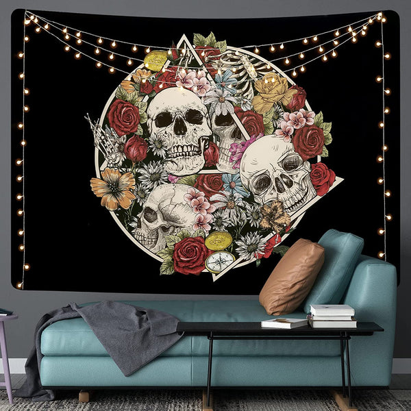 Skull Floral Tapestry (51.2 x 59.1 inches)