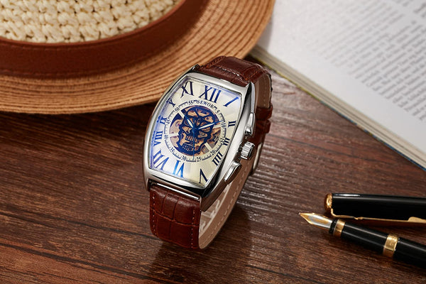 Men Skull Skeleton Mechanical Wrist Watch