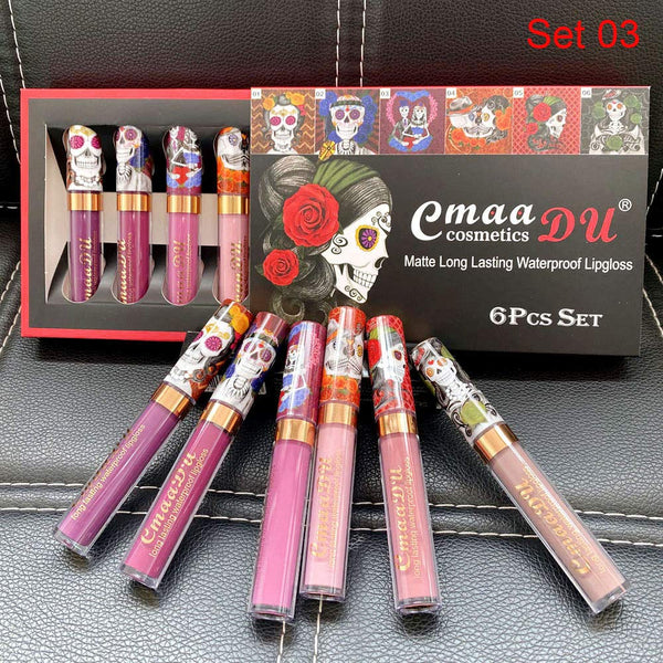 6Pcs Set Skull Matte Long Lasting Waterproof Liquid Lipstick