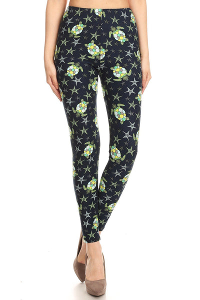 Sea Turtle Novelty Pattern Printed Leggings