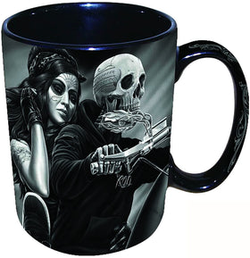 Biker Babe Skull Mug - 18 oz