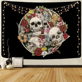 Skull Floral Tapestry (51.2 x 59.1 inches)
