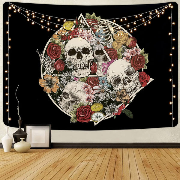 Skull Floral Tapestry (51.2 x 59.1 inches)