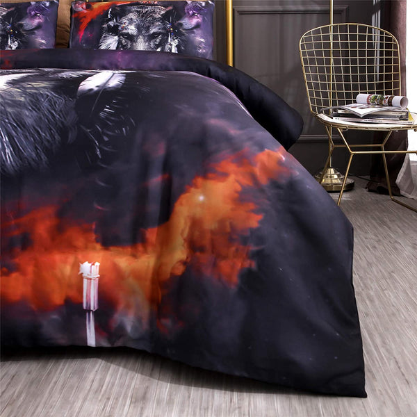 Wolf Dreamcatcher Duvet Cover Set Queen, 90"x90" (1 Duvet Cover +2 Pillowcase)