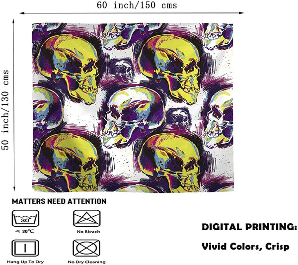 Colorful Skull Psychedelic Tapestry 50x60 Inch