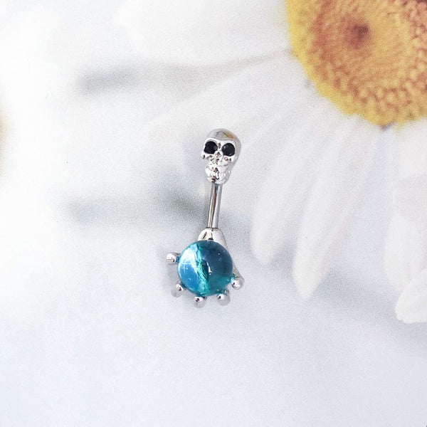 Surgical Steel Skull Navel Belly Button Ring