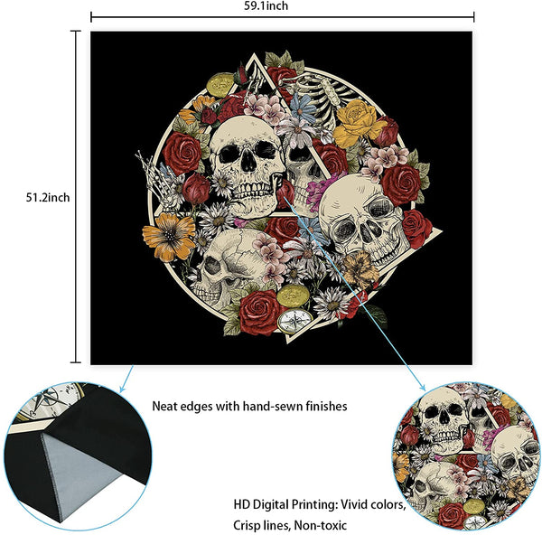 Skull Floral Tapestry (51.2 x 59.1 inches)